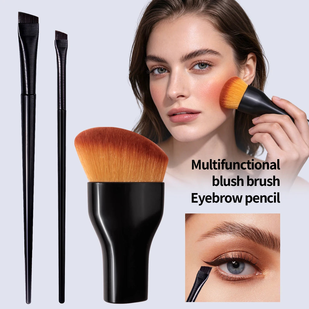 KOSSHOW 3-Pc Makeup Brush Set | Blush, Eyebrow & Eyeliner Makeup Brush Set QXL Default Title