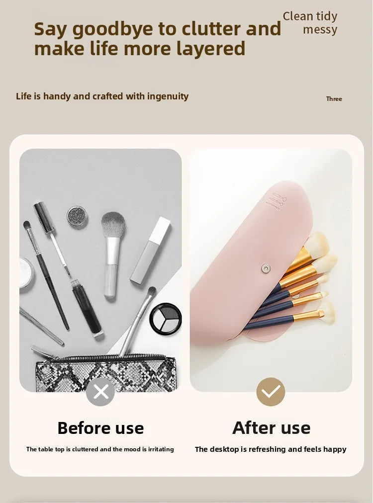 Silicone Travel Makeup Brush Holder | Waterproof Cosmetic Bag Makeup Brush Holder QXL