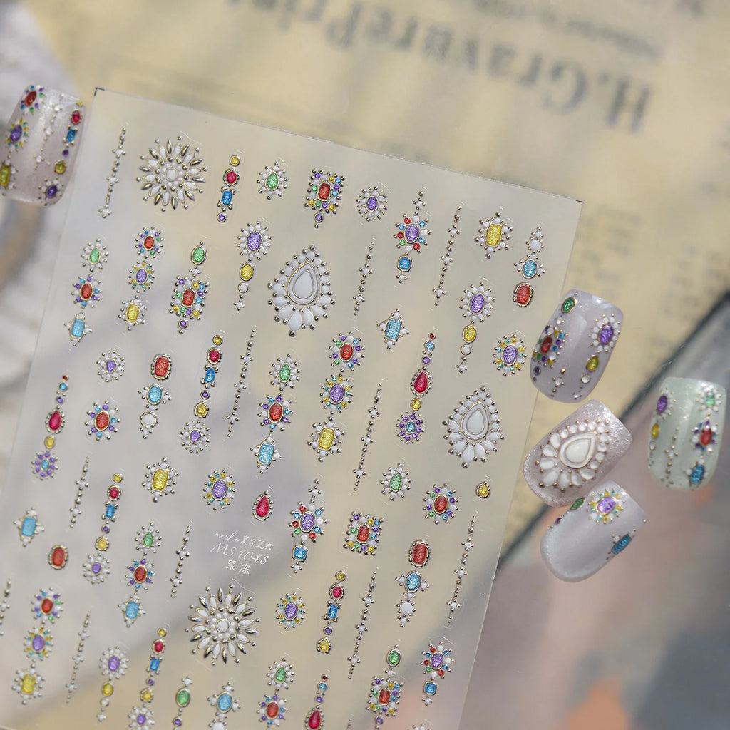 5D Rhinestone Nail Stickers | Gem Chain Flower Decals – NAILFYOU Nail Art Stickers QXL