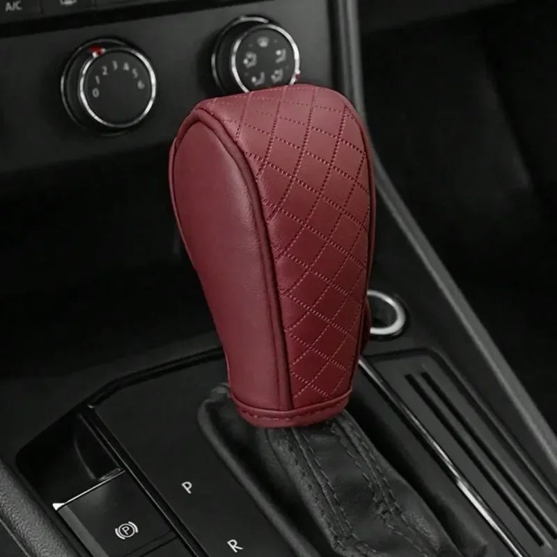 PU Leather Car Gear Shift Cover | Diamond Grid Non-Slip Gear Shift Cover QXL