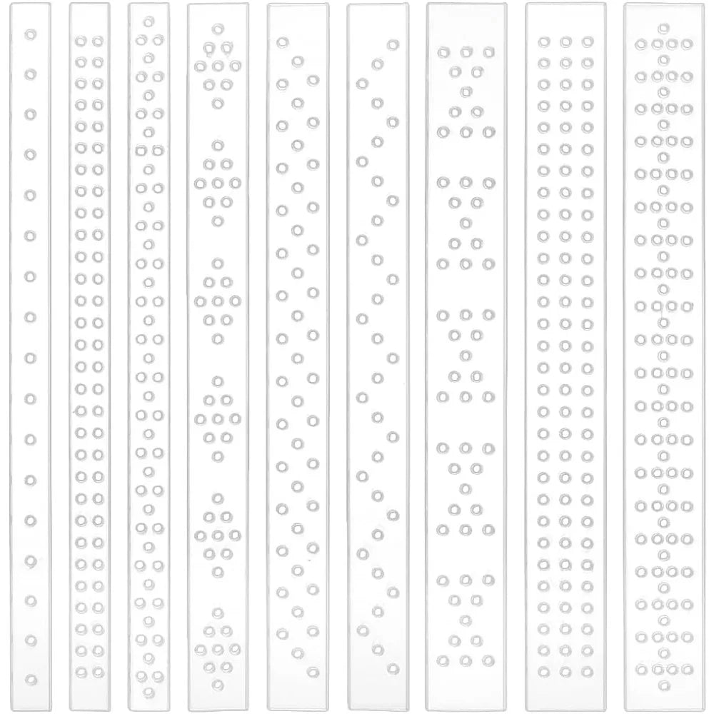 9-Pc Acrylic Leather Punch Spacing Templates | 3 Widths Leather Craft Template QXL AECH04-13154