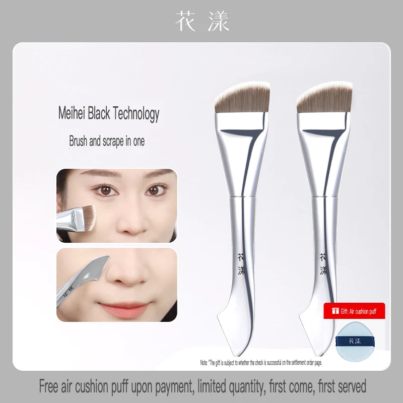 Double-Head Foundation Brush | Ultra-Thin Arc Fishtail Flat Head Foundation Brush QXL