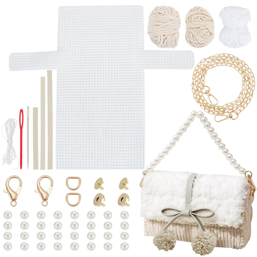 DIY Crochet Handbag Kit | Mesh Plastic Canvas Shoulder Bag DIY Crochet Craft Kit QXL