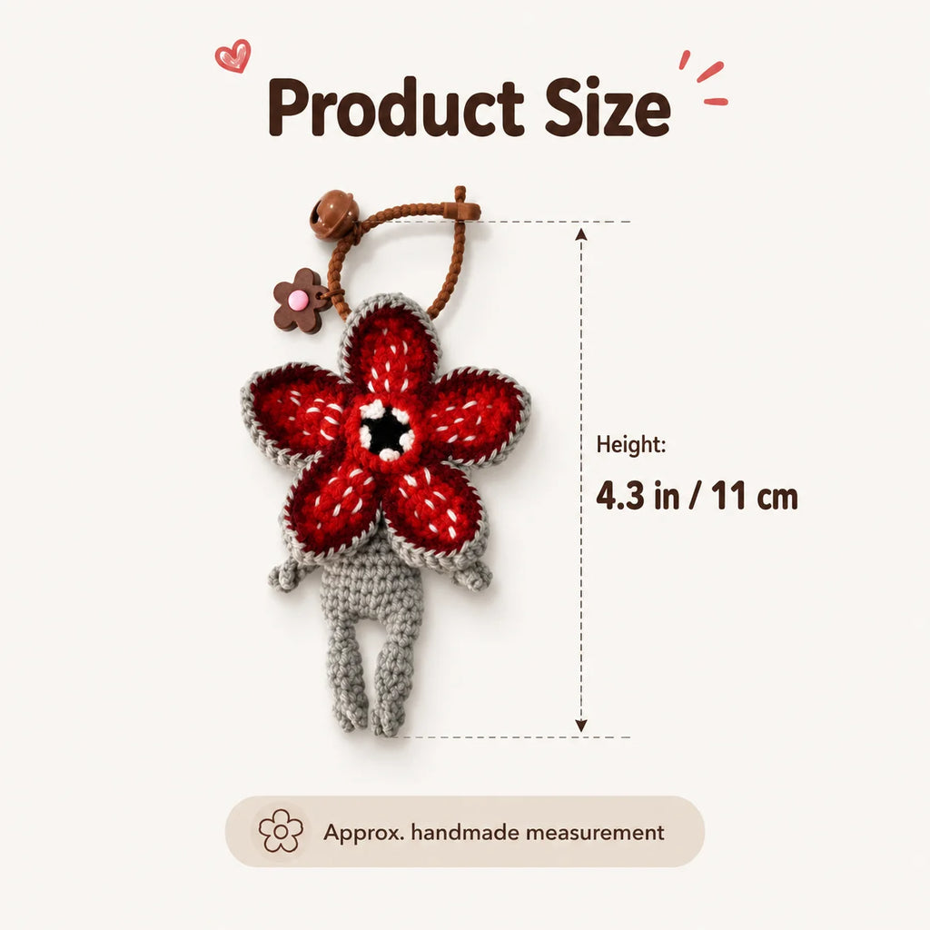 Crochet Flower Monster Keychain | Plush Backpack Charm Plush Keychain Charm QXL