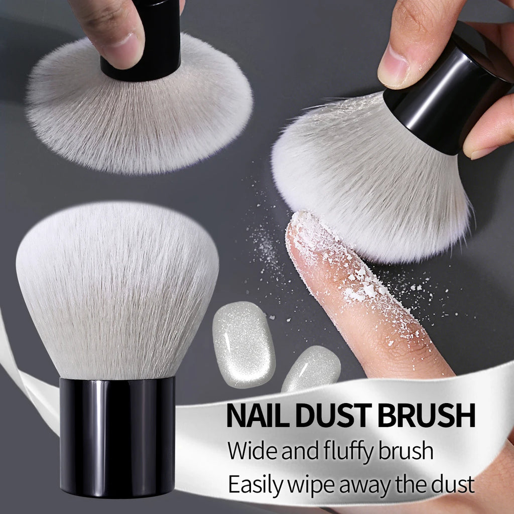 Nail Dust Brush – Ultra-Soft Wide Nylon & Aluminum Handle Nail Dust Brush QXL black