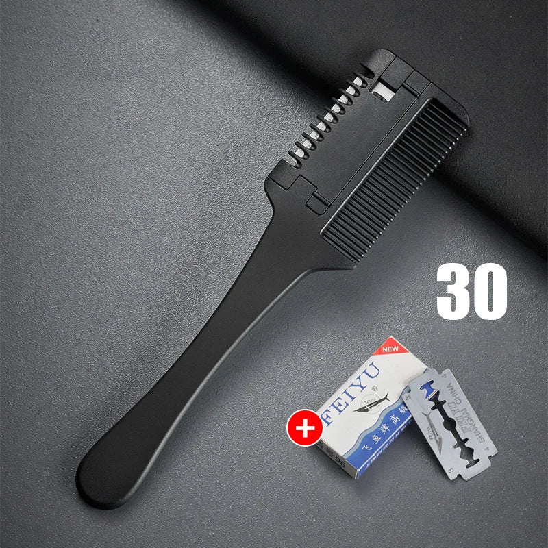 GIANXI Carbon Fiber Hair Cutting Comb with Razor Blades Hair Cutting Comb QXL With 30 Blades