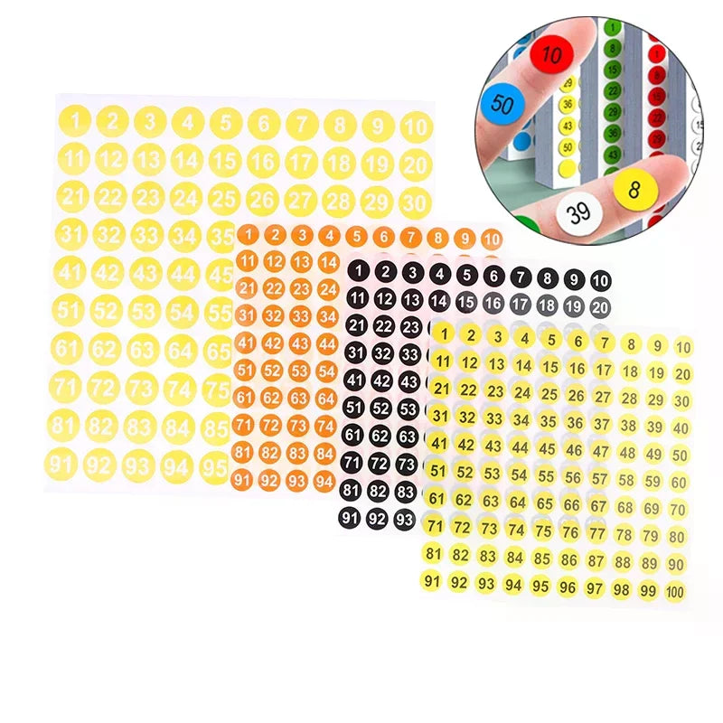 5-Sheet Number Stickers 1–100 | Labels for Crafts & Storage Number Label Stickers QXL