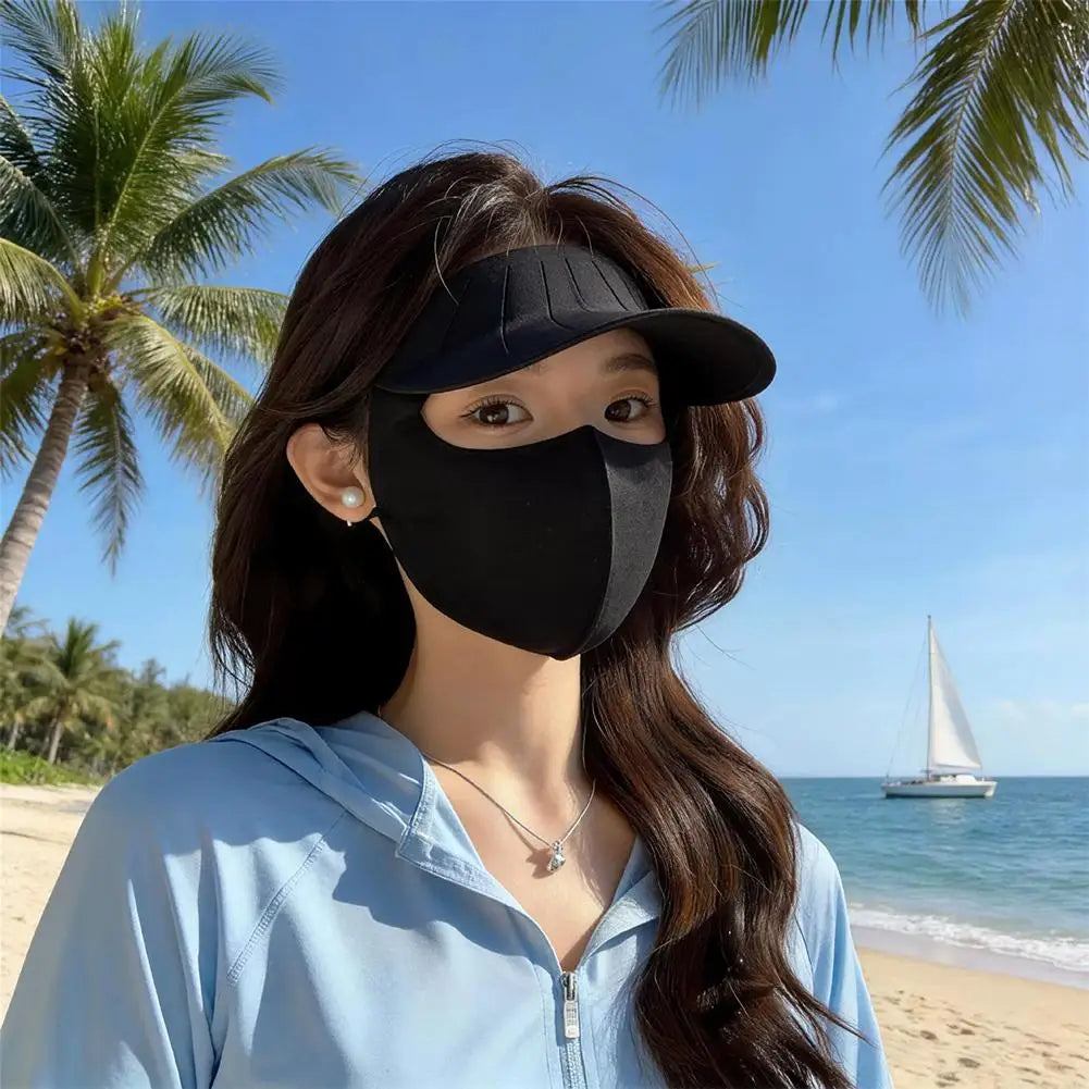 UPF50+ Sun Hat & Face Cover Set | Wide Brim UV Protection Sun Hat & Face Cover QXL