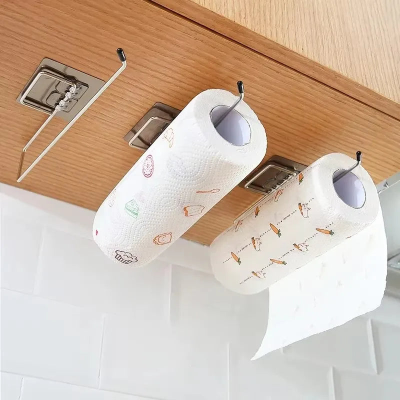 Stainless Steel Wall-Mount Paper Towel & Dish Cloth Rack Wall Towel Rack QXL
