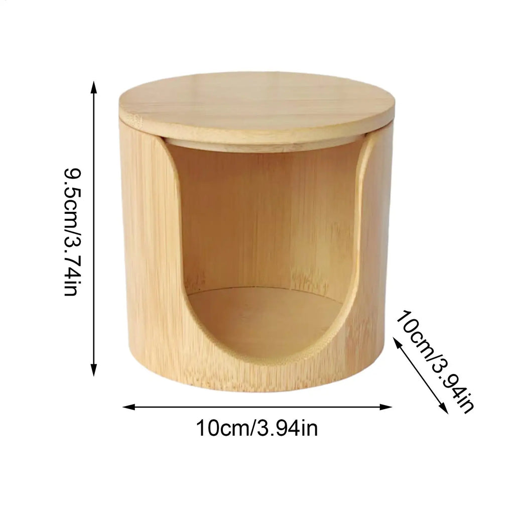 Round Wooden Cotton Pad Holder & Makeup Organizer Box Makeup Storage Organizer QXL