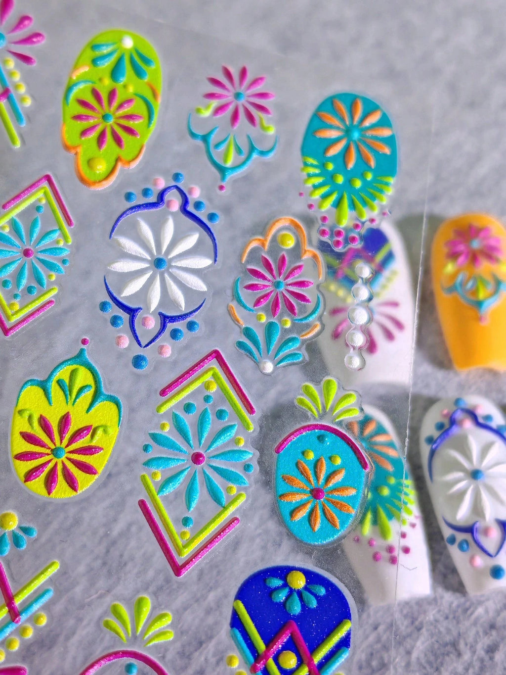 5D Bohemian Mandala Nail Stickers – Embossed Floral Decals Nail Art Stickers QXL