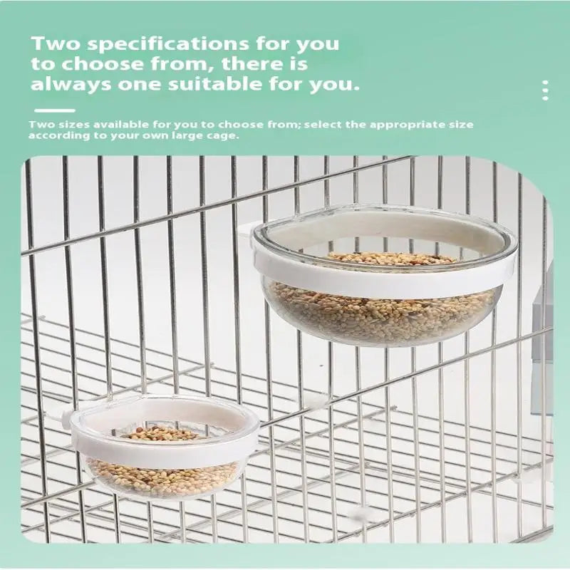 Detachable Transparent Bird Feeder Bowl | Cage Hanging Cup Bird Feeder Bowl QXL