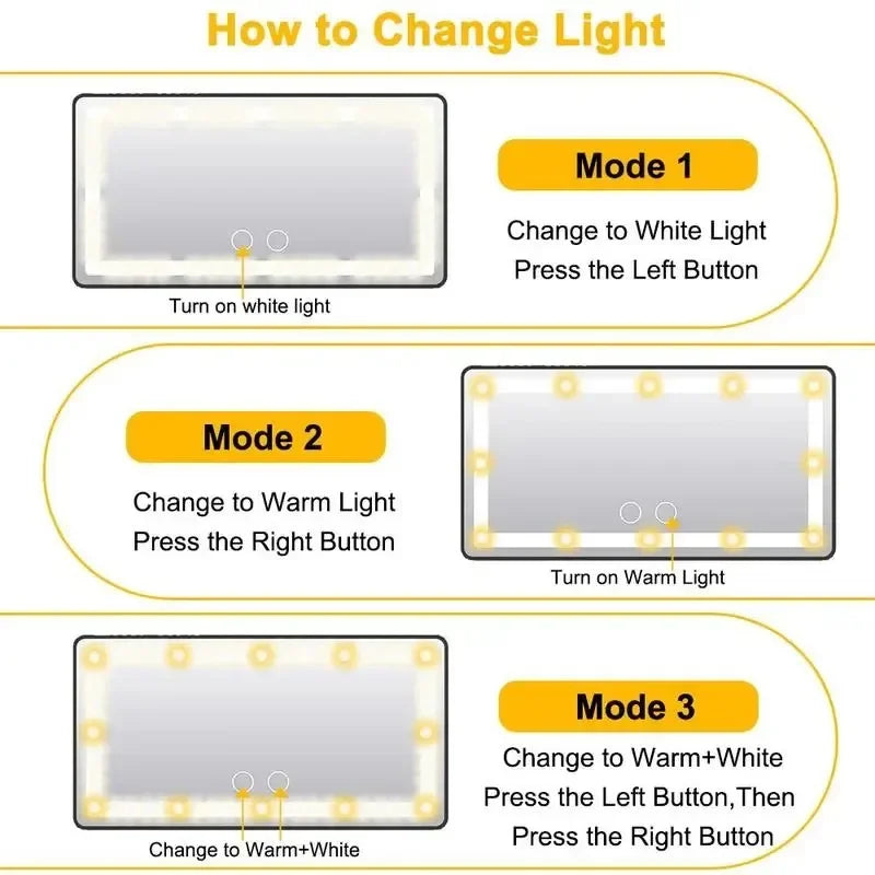 Car Sun Visor Vanity Mirror | 3-Color LED Lights, USB-C Rechargeable Car Vanity Mirror QXL