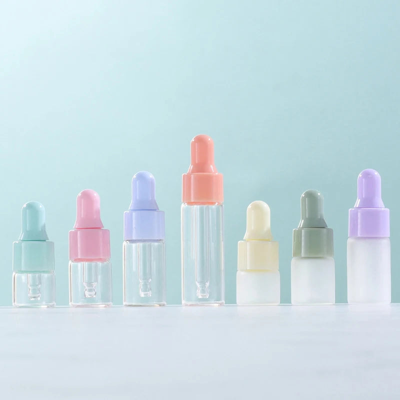 7-Pc Mini Glass Dropper Bottle Set | 1–5ml Macaron Vials Glass Dropper Bottles QXL