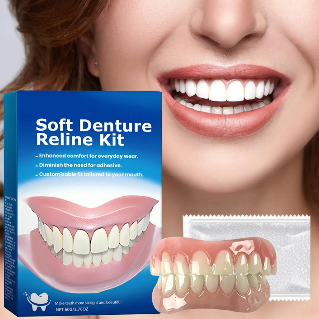 Soft Silicone Denture Kit | Upper & Lower Adult Teeth Set Silicone Denture Kit QXL
