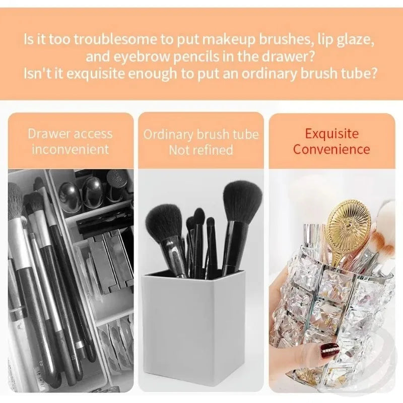 Crystal Bling Makeup Brush Holder | Elegant Vanity Organizer Makeup Brush Holder QXL