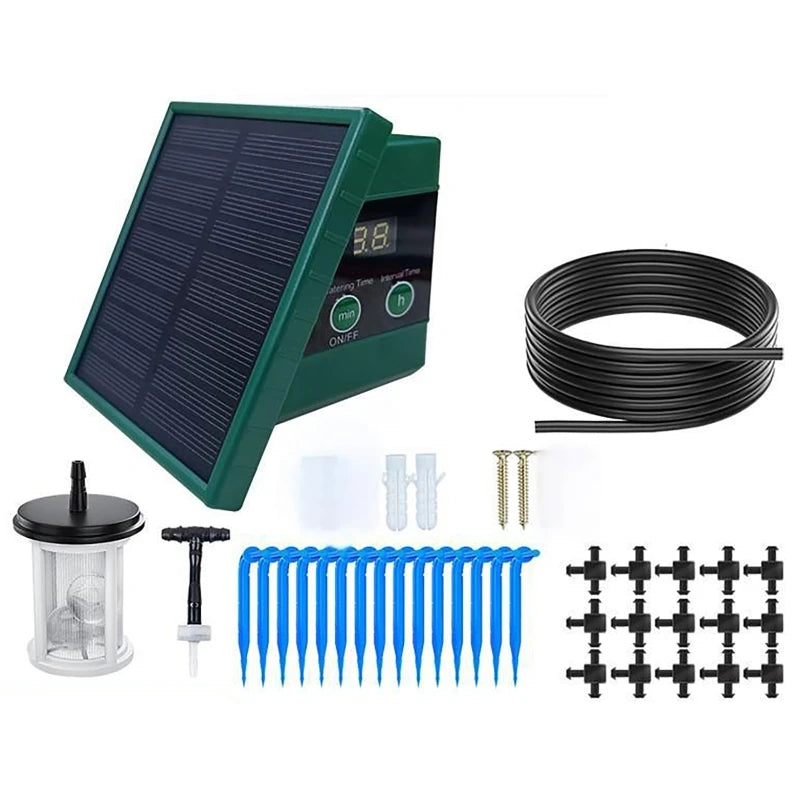 Solar Drip Irrigation System – 10M Auto Garden Watering Kit Drip Irrigation Kit QXL set