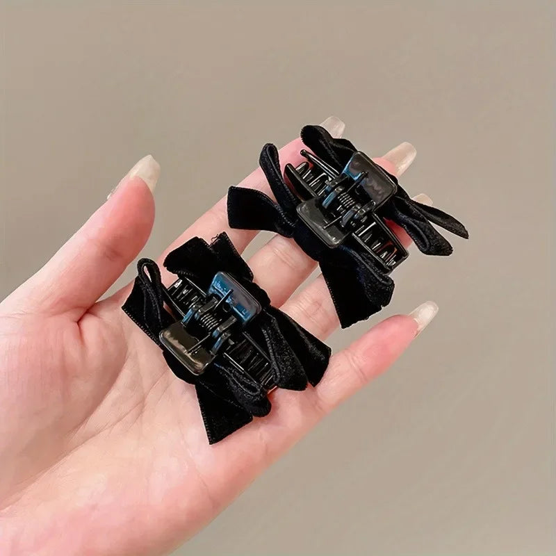 Black Velvet Bow Hair Claw Clips | 1/2/4/6-Pack Gift Set Hair Claw Clip QXL black 2pcs