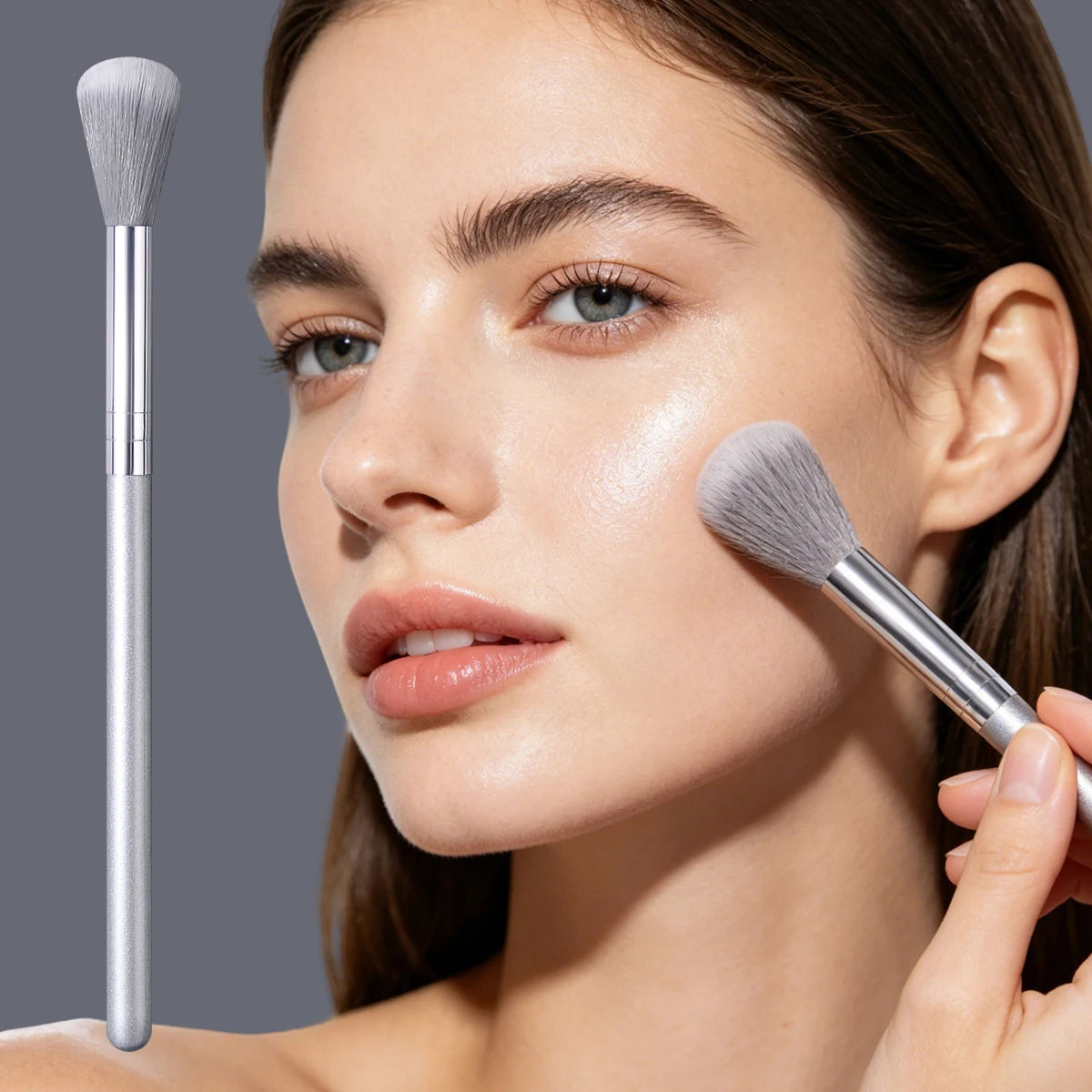 KOSSHOW 2-Pc Highlighter & Contour Brush Set | Soft Nylon Makeup Brush Set QXL
