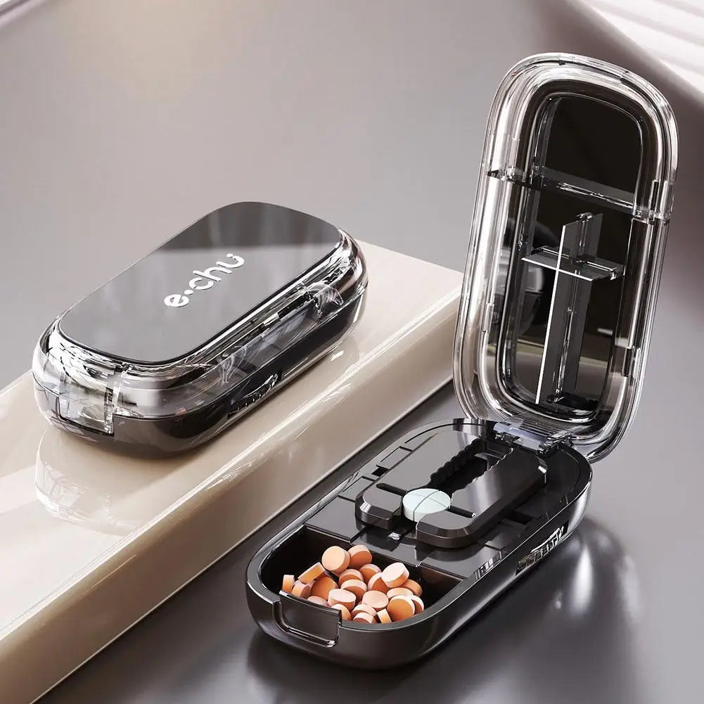 Pill Cutter & Storage Box | 1/2 & 1/4 Tablet Splitter Portable Pill Cutter Organizer QXL