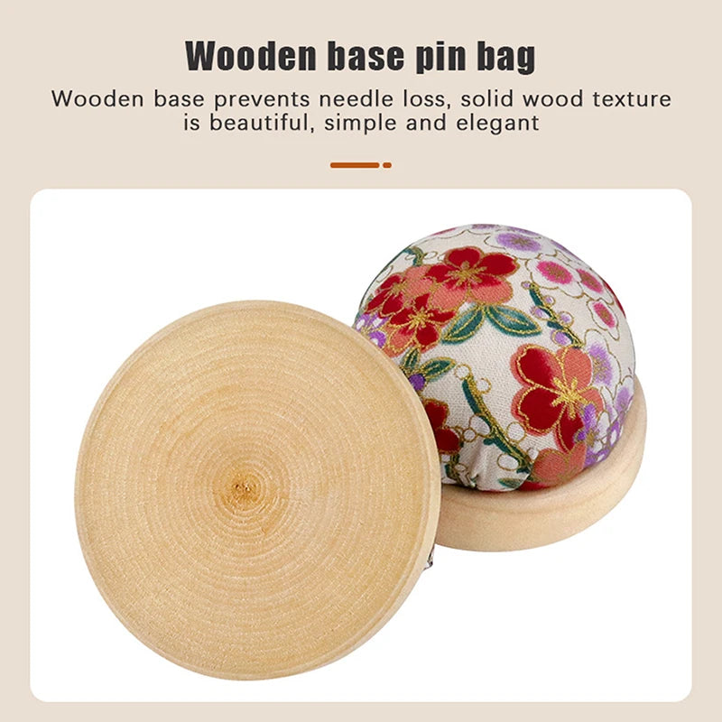 Vintage Embroidery Pin Cushion Wooden Base | Needle Holder Sewing Pin Cushion QXL
