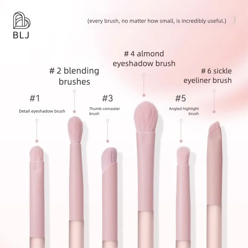 6-Piece Natural Hair Eyeshadow Brush Set | Soft & Gentle Eyeshadow Brush Set QXL