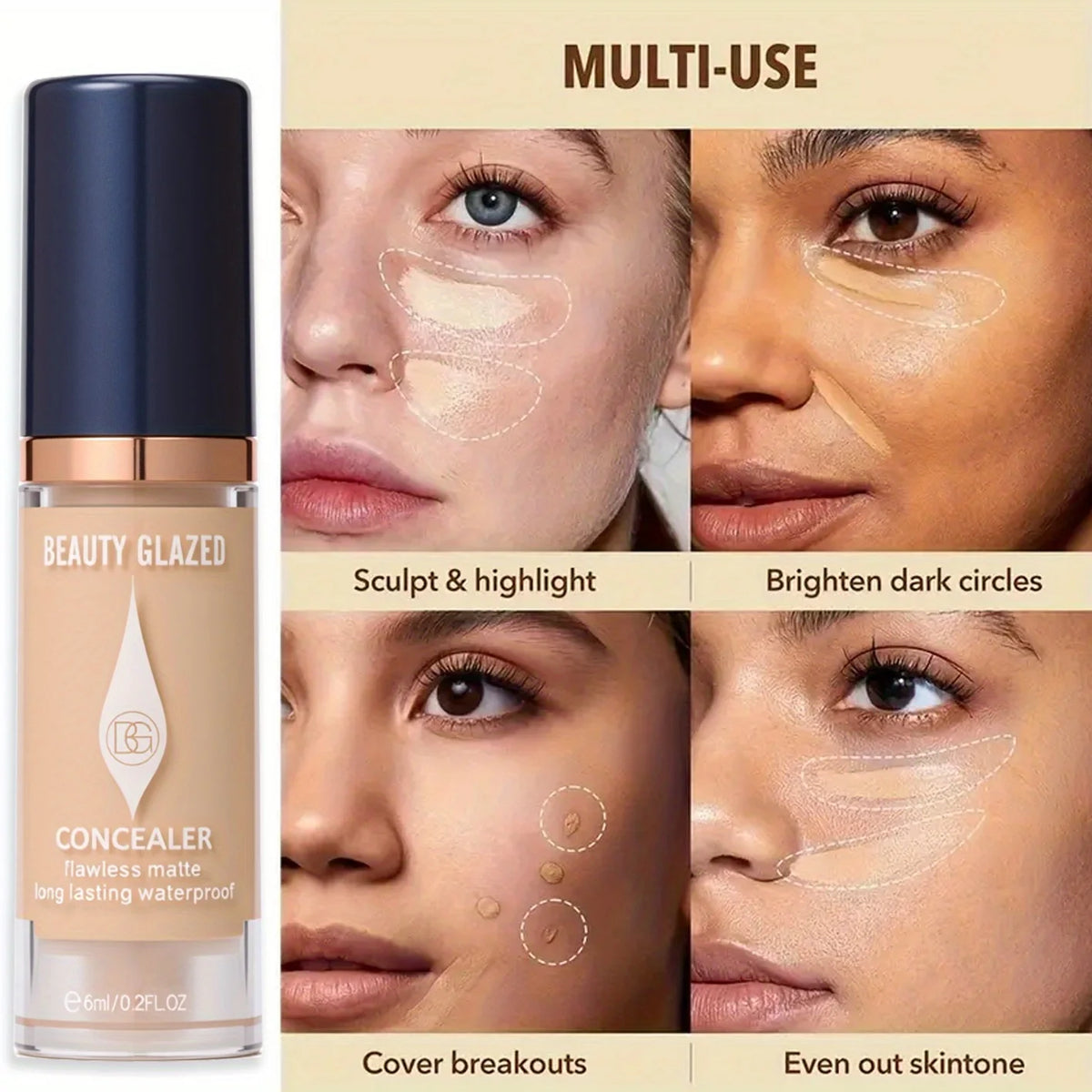 3-Pc Full Coverage Concealer Foundation Set – Waterproof Matte Concealer Foundation Set QXL