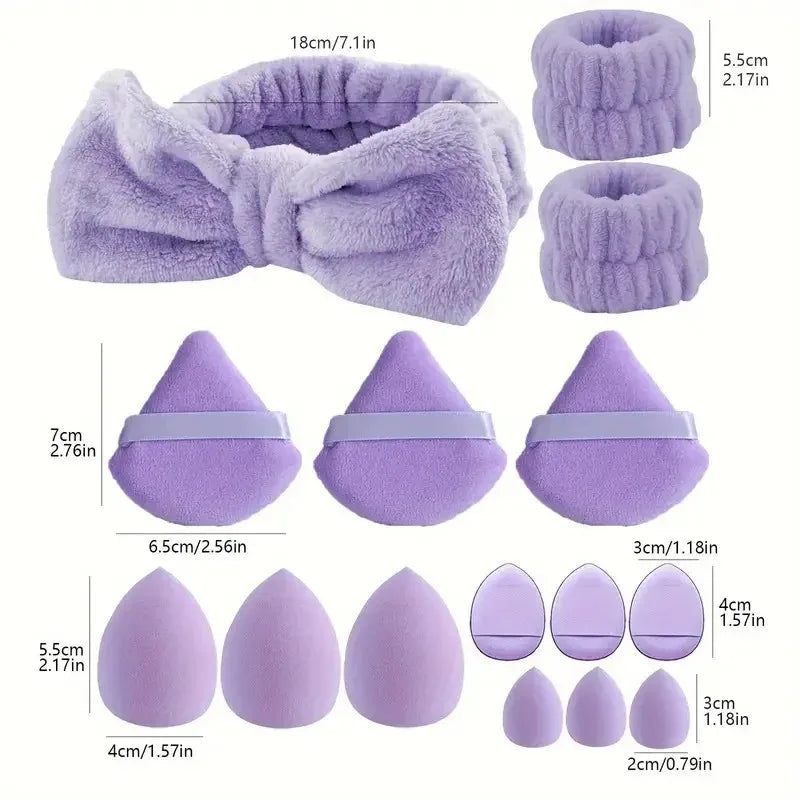 15-Piece Makeup & Skincare Tool Kit – Sponges, Puffs & Brushes Makeup Tool Kit QXL