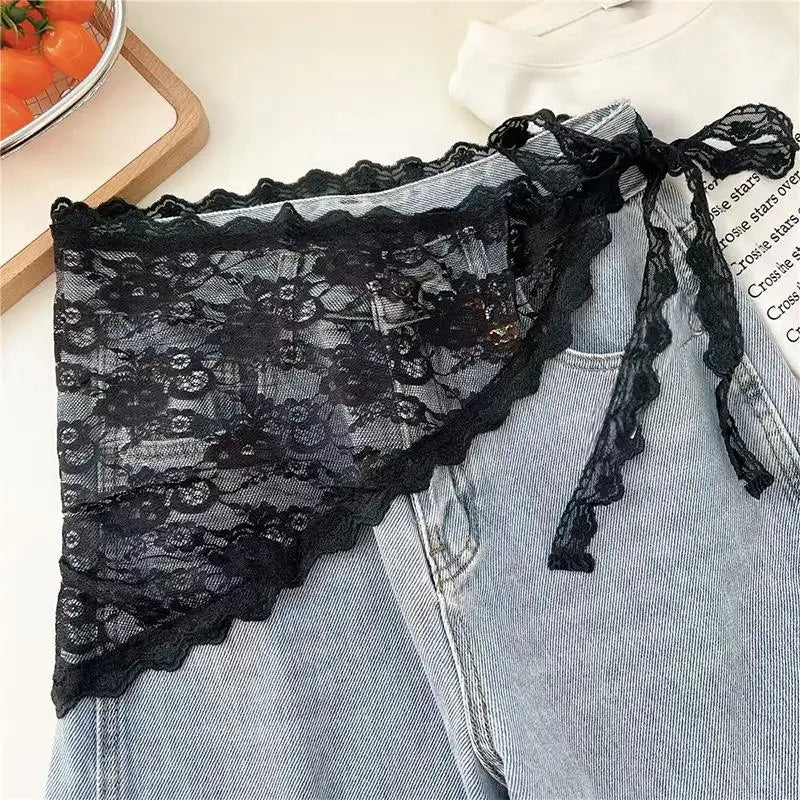 Lace Triangle Bandana Scarf | Head Wrap & Waist Belt Lace Scarf Wrap QXL StyleB one size