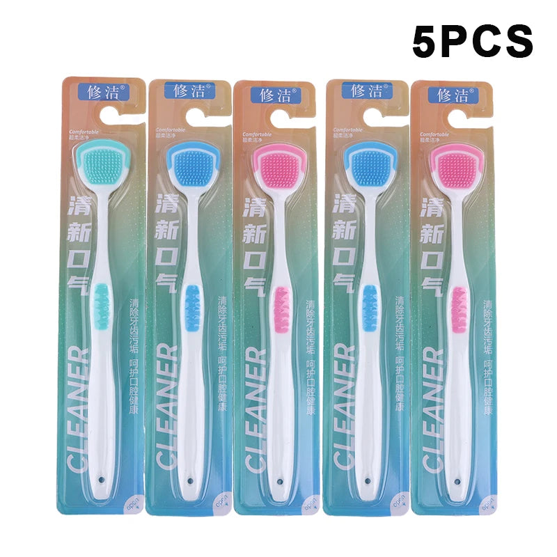 Silicone Tongue Scraper & Cleaner | 1–5 Pack Fresh Breath Tool Tongue Scraper QXL 5PCS