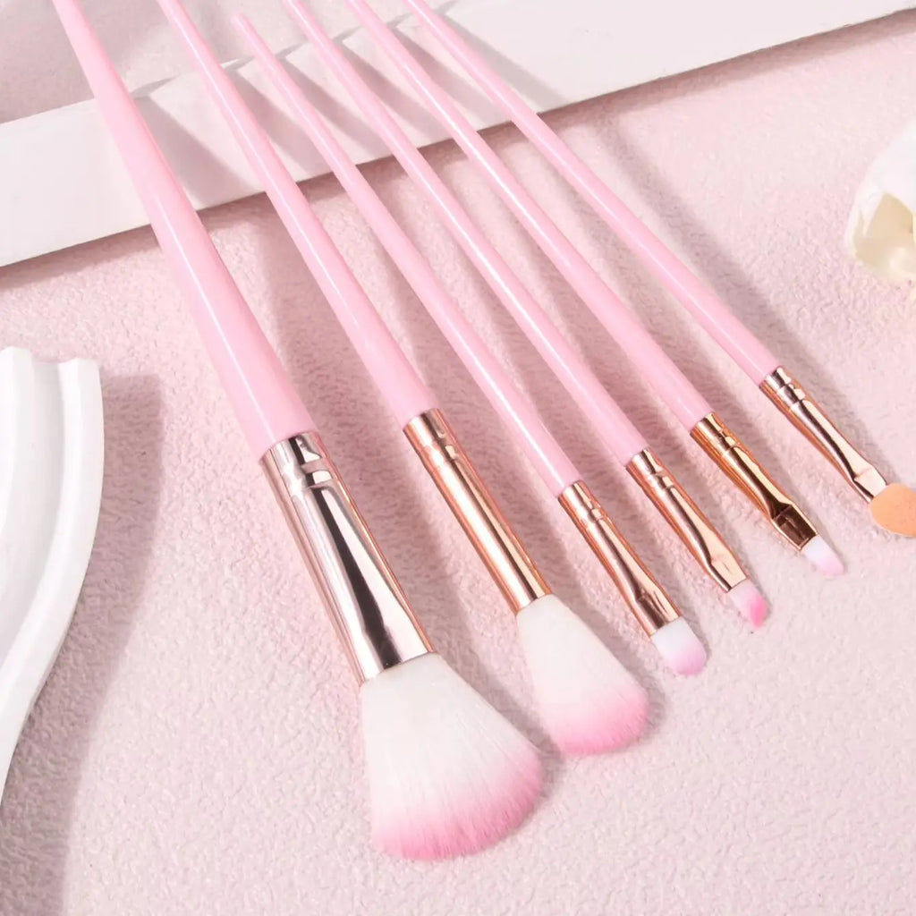 KOSSHOW 6-Piece Pink Makeup Brush Set – Blush & Eyeshadow Makeup Brush Set QXL