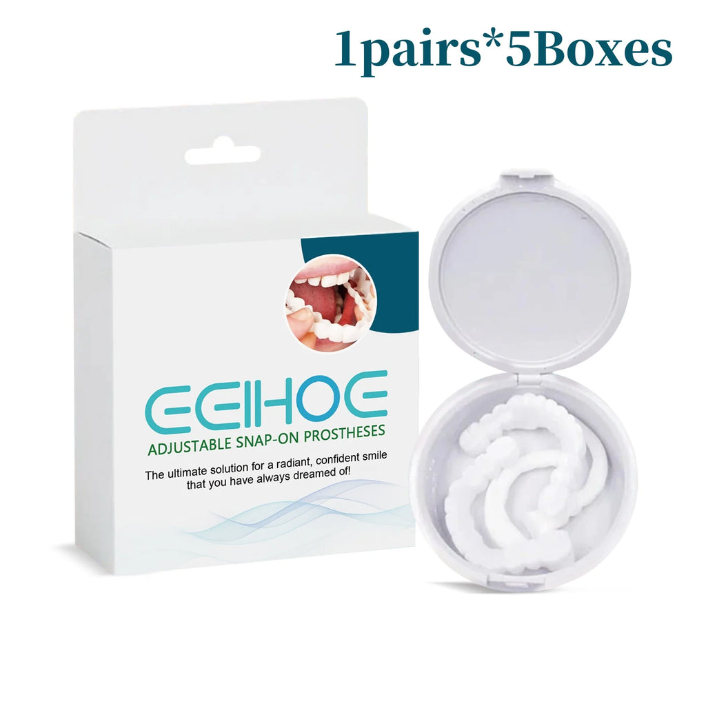 EELHOE Adjustable Snap-On Dentures | Gap-Fill Smile Kit Snap-On Dentures QXL Box of 5