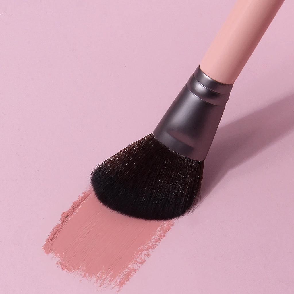 KOSSHOW Pink Blush & Contour Brush | Wooden Handle Makeup Blush Makeup Brush QXL