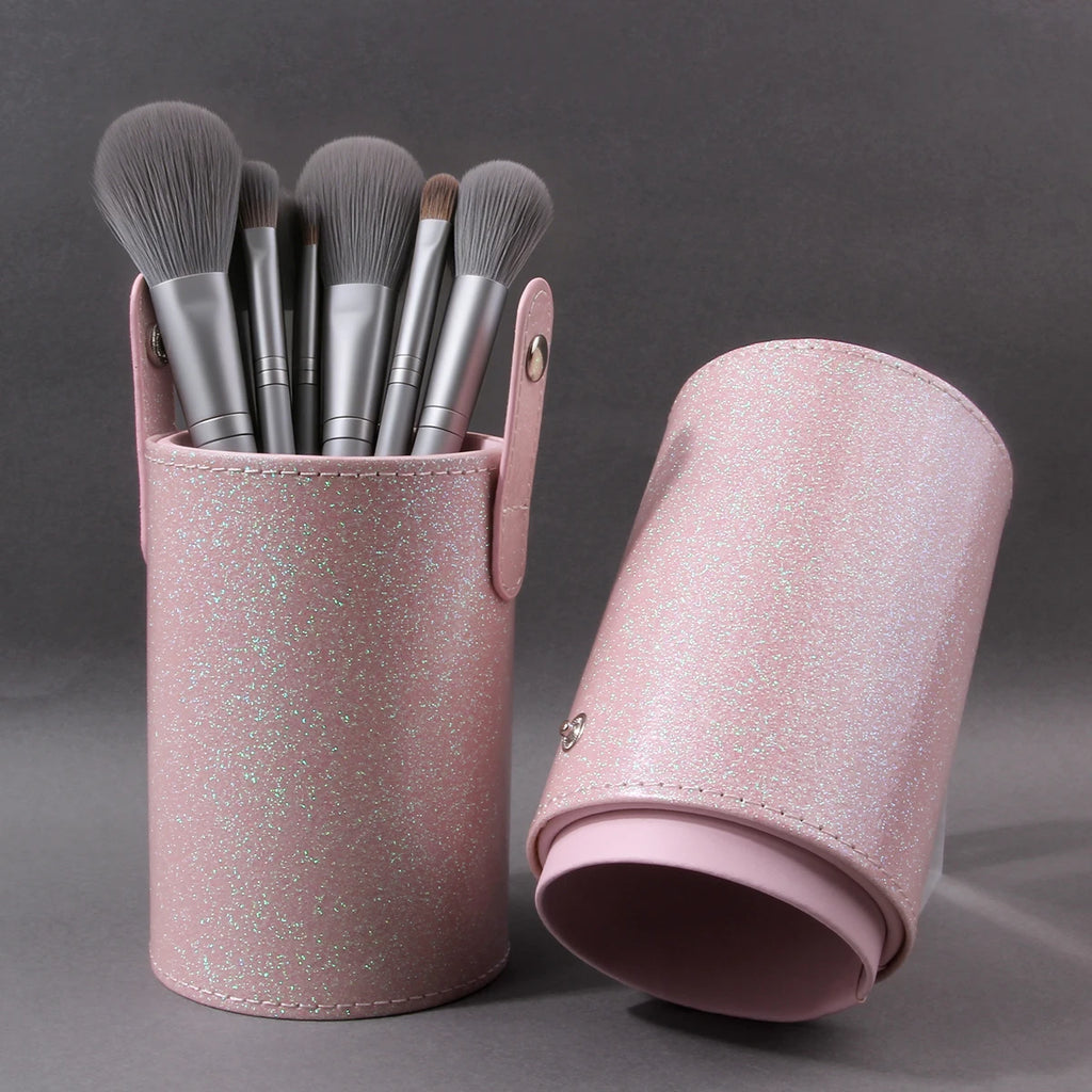 Glitter Pink Makeup Brush Holder | Cylinder Organizer 23cm Makeup Brush Holder QXL