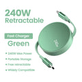 PD 240W Retractable USB-C to C Fast Charging Cable 1M USB-C Charging Cable QXL green 1m