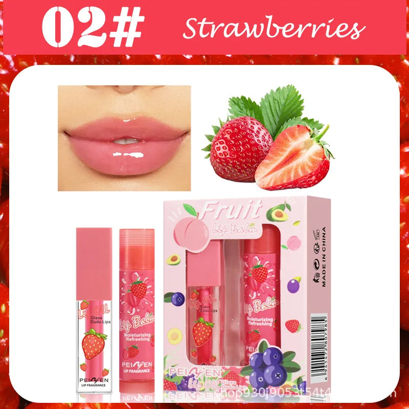 2-Pack Lip Oil & Balm Set | Moisturising Gloss Duo Lip Balm & Gloss Set QXL 02