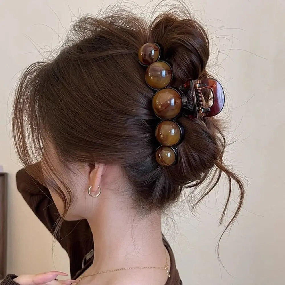 Gradient Beaded Hair Claw Clip | 11cm Geometric Retro Hairpin Hair Claw Clip QXL