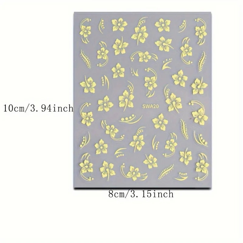 Hibiscus Flower Nail Art Stickers | Sparkle Decals for DIY Nails Nail Art Stickers QXL