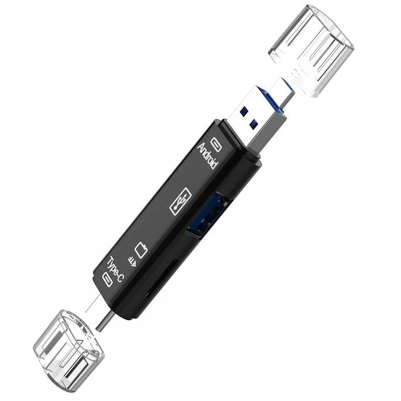 5-in-1 USB-C OTG Card Reader | SD, TF, Micro USB & Type-C USB Card Reader QXL black