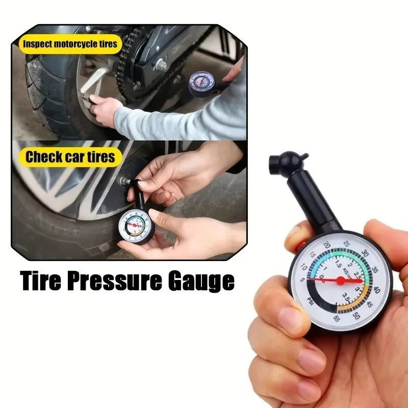 Analog Tire Pressure Gauge | 0–50 PSI & BAR | Cars & Bikes Tire Pressure Gauge QXL