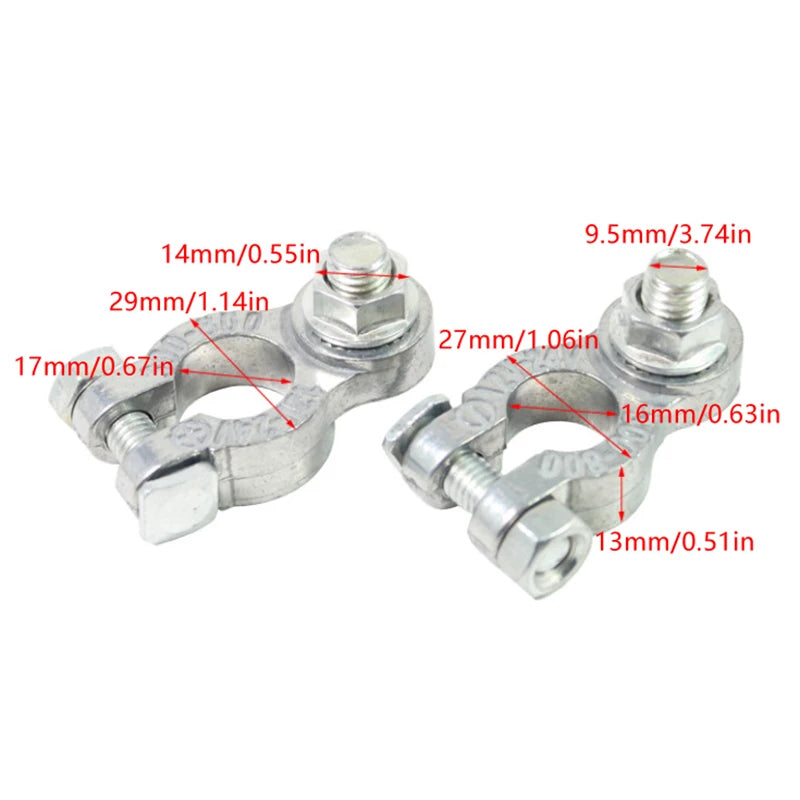 Zinc Alloy Car Battery Terminal Clamps – Positive & Negative Pair Battery Terminal Clamp QXL Default Title