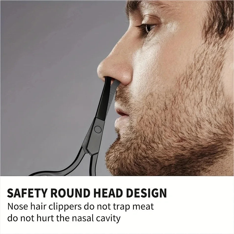 Round-Tip Nose Hair Scissors | Stainless Steel Safety Trim Nose Hair Scissors QXL