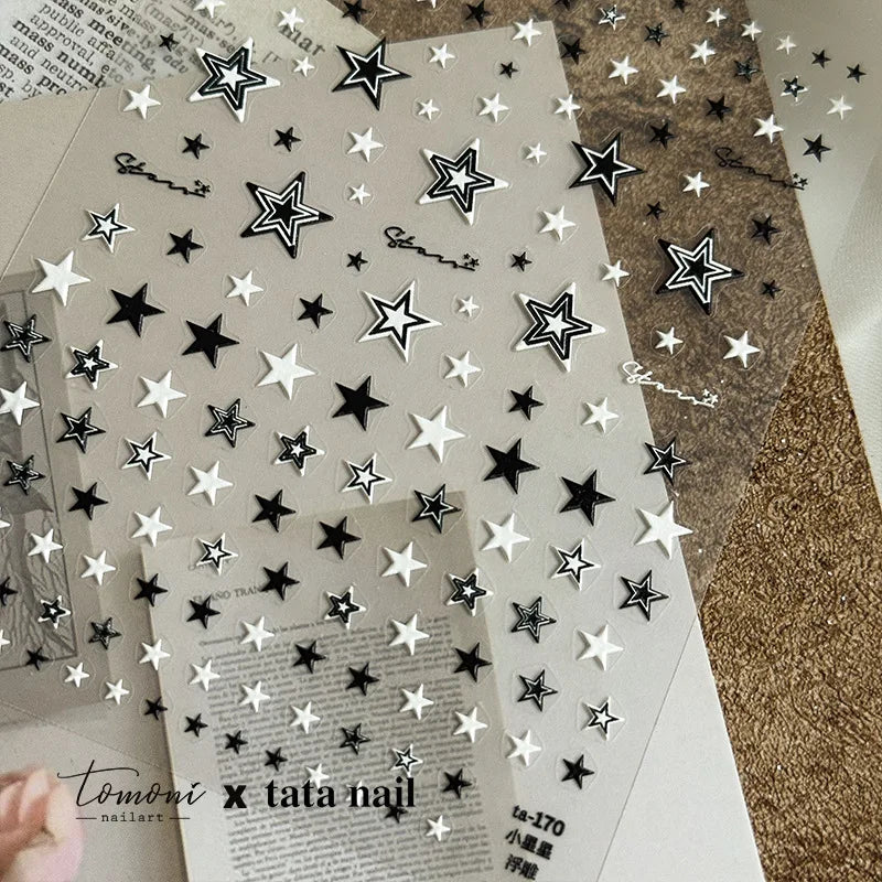 Kawaii Glitter Jelly Star Nail Stickers – Gradient Self-Adhesive Nail Art Stickers QXL TA170