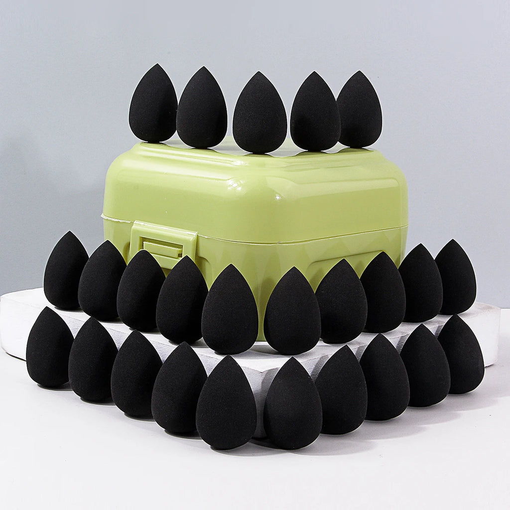 25-Pc Mini Makeup Sponges with Storage Box | Wet & Dry Mini Makeup Sponge Set QXL
