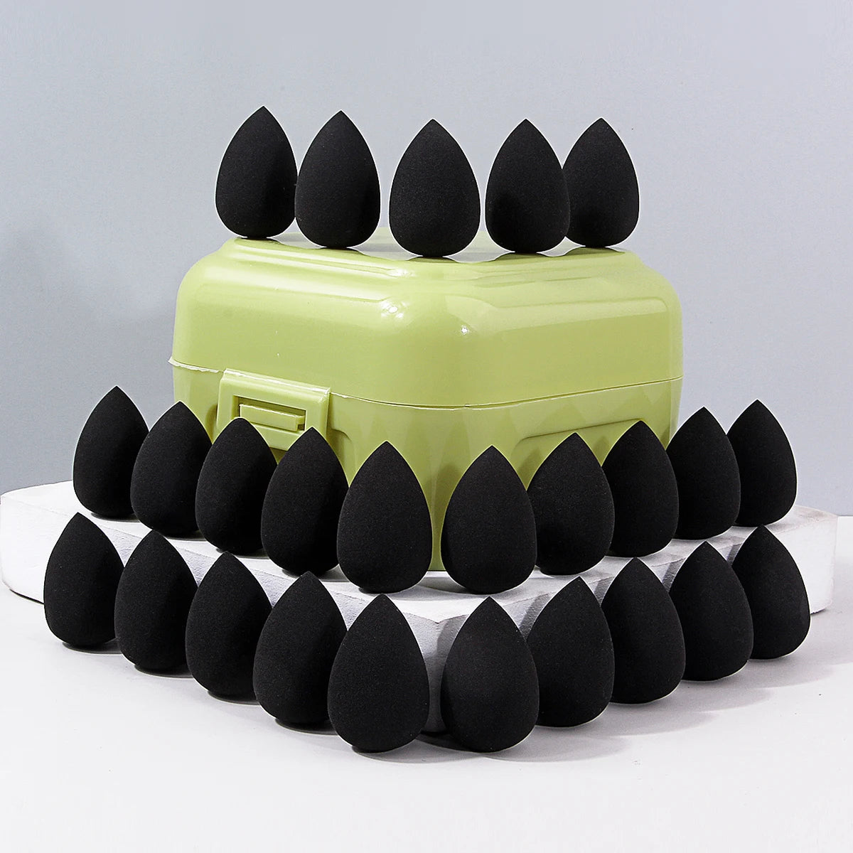 25-Pc Mini Makeup Sponges with Storage Box | Wet & Dry Mini Makeup Sponge Set QXL