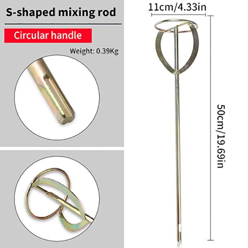 S-Type Drill Mixing Paddle | Paint Plaster Mortar Stirrer Rod Mixing Paddle QXL B