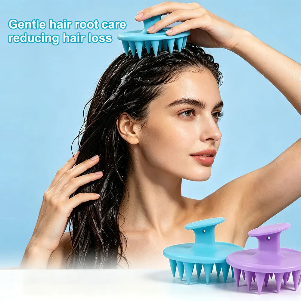 Silicone Scalp Massaging Shampoo Comb for Thick Curly Hair Scalp Massage Comb QXL