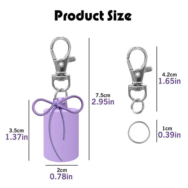 Silicone Lip Gloss Keychain Holder with Bow Pendant | 1 Pc Lip Gloss Keychain Holder QXL
