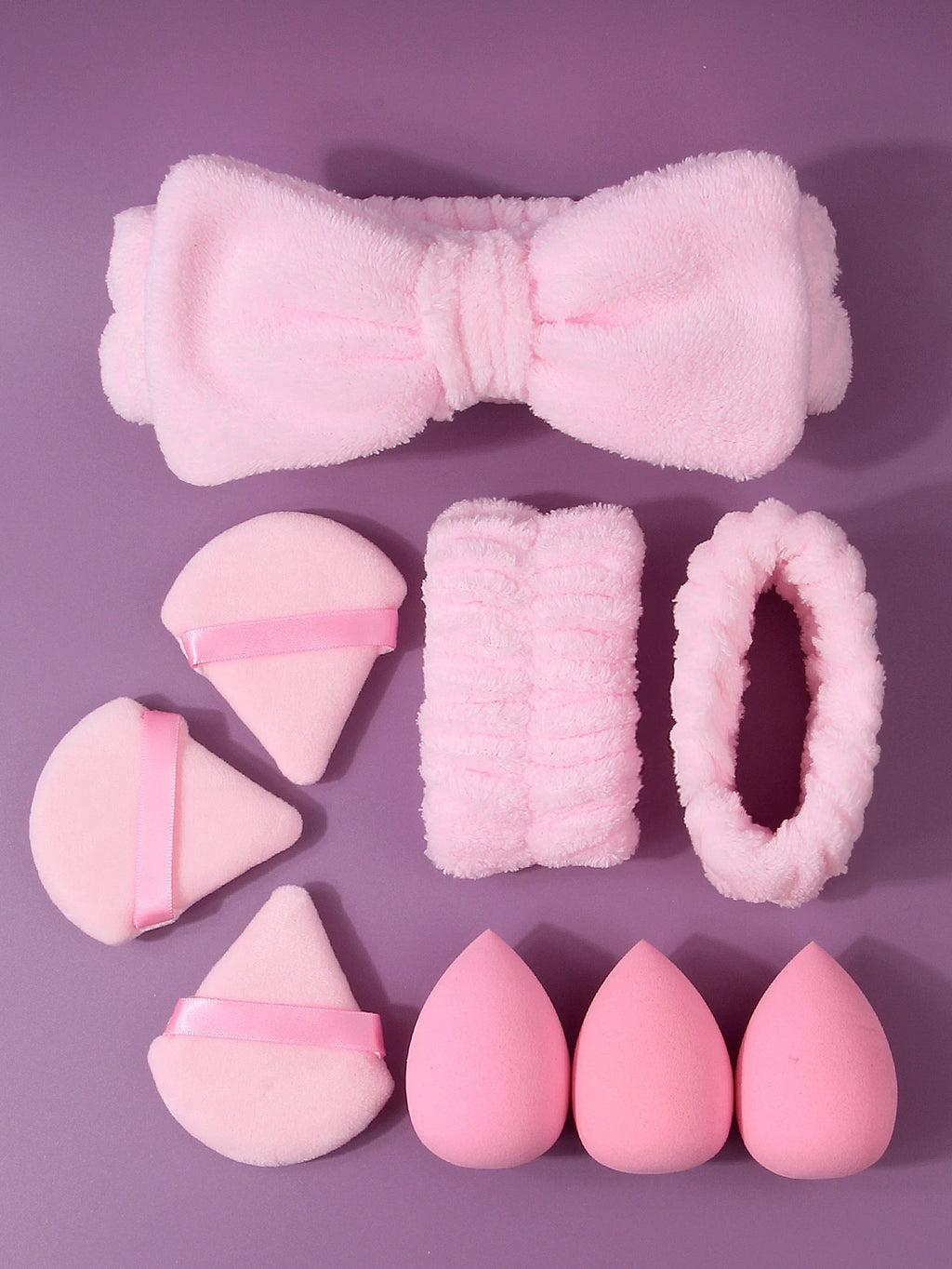 9-Piece Pink Beauty Set | Makeup Sponges, Puffs & Hair Ties Makeup Sponge Set QXL