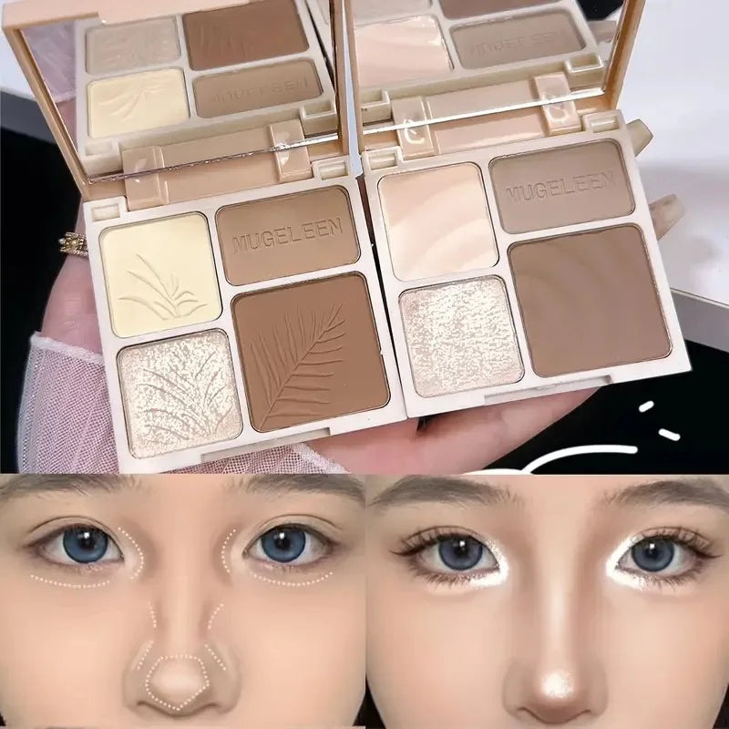 4-in-1 Highlight & Contour Powder Palette with Mirror Contour & Highlight Palette QXL